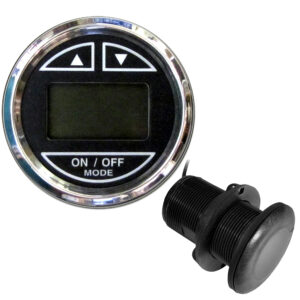 Round digital control panel with buttons and display.