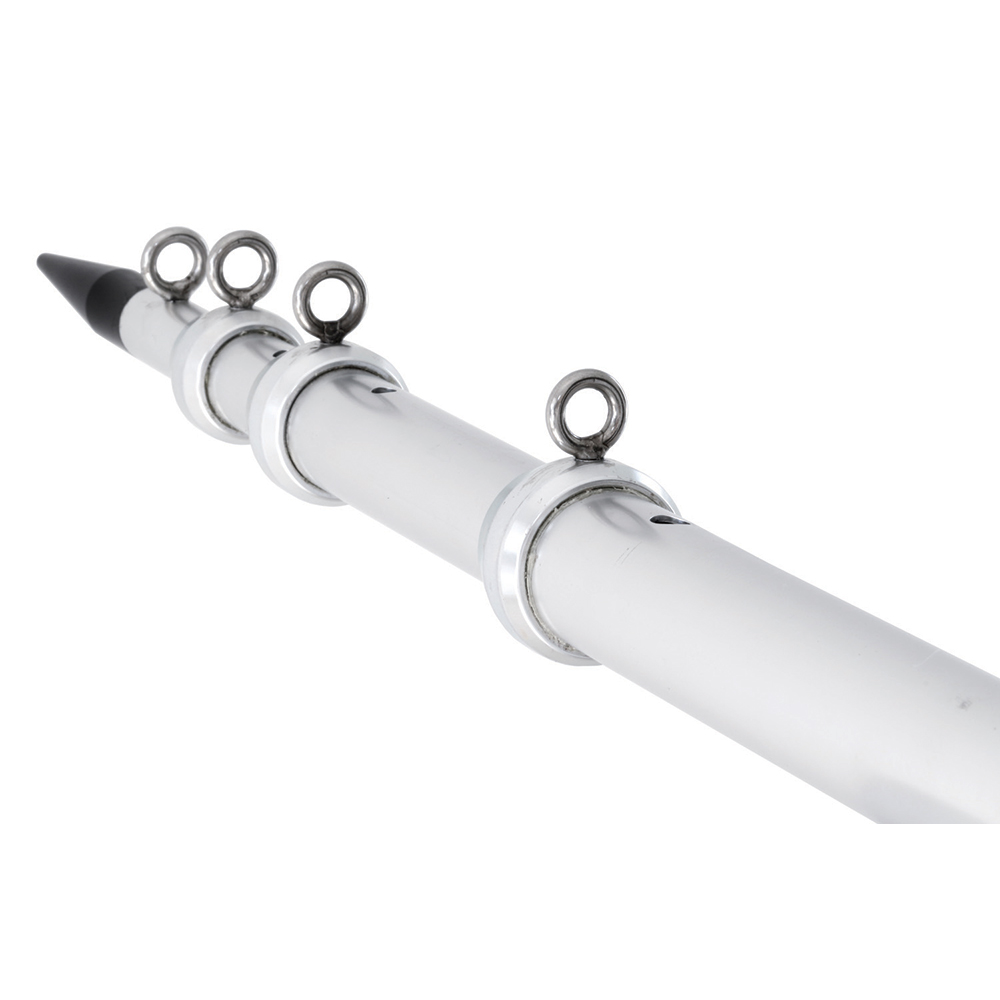 White telescopic pole with metal rings