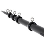 Close-up of black telescopic pole with rings.