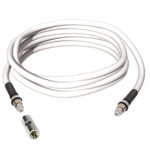 White coaxial cable with connectors displayed.