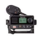 Marine VHF radio with display and microphone