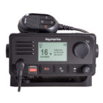 Marine radio with distress signal display and controls.