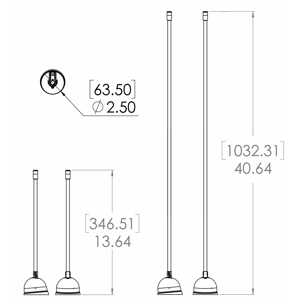 Technical drawing of plunger dimensions