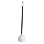 White toilet plunger with black handle
