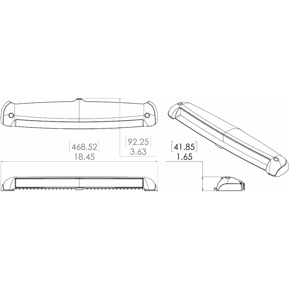 Technical drawing of a roof box handle