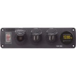 12V DC power panel with voltmeter display