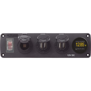 12V DC power panel with voltmeter display
