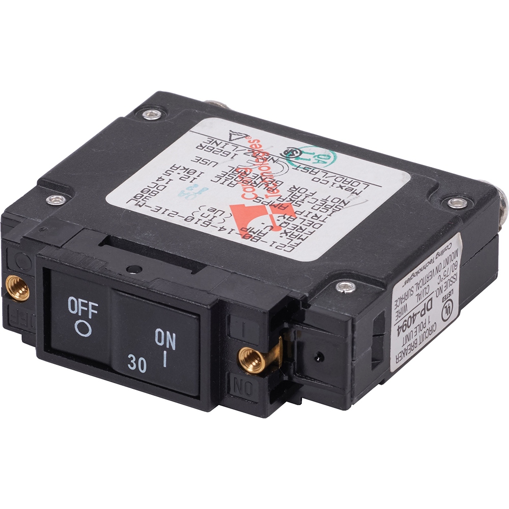 Electrical circuit breaker in off position.