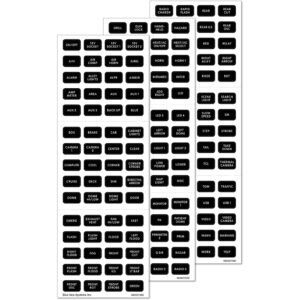 Vehicle switch label sheets with various control options.