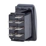 Black rocker switch with six metal terminals