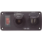 12V DC power panel with USB and switch