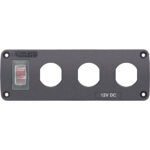 Panel with switch and three openings, 12V DC