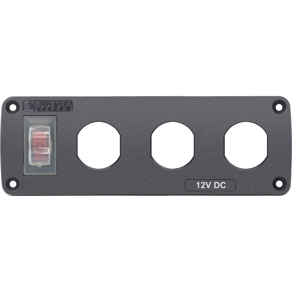 Panel with switch and three openings, 12V DC