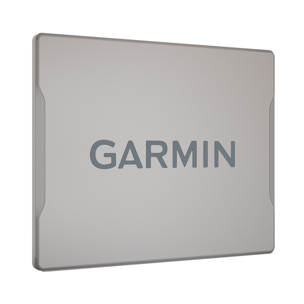 Garmin GPS device, side view, silver color.