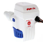 White Rule bilge pump with test button.