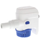 White and blue marine bilge pump