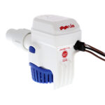 White and blue water pump with connectors.