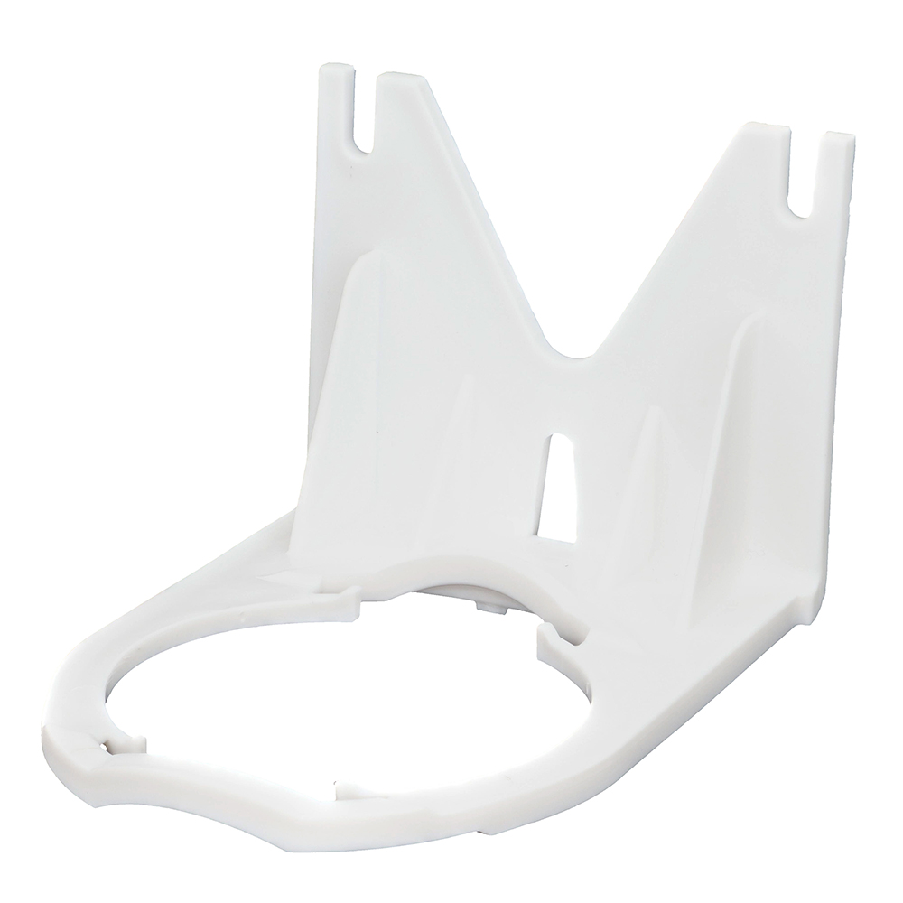 White plastic wall bracket for mounting.