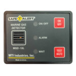Marine gas detector device, labeled buttons visible.