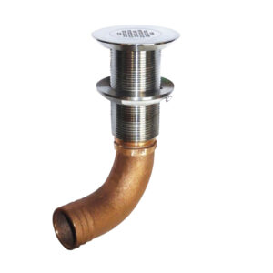 Bronze drain assembly with curved pipe