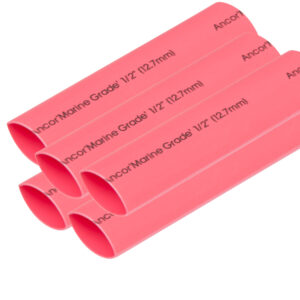 Pink marine-grade shrink tubing, 1/2 inch diameter.