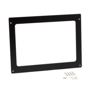 Black frame with screws and washers, isolated view.