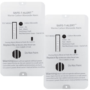 SAFE-T-ALERT marine carbon monoxide alarm labels.