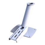 White metal mounting bracket with holes and slots.