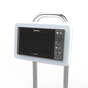 Raymarine marine display with control panel.