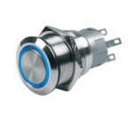 Metal push button switch with blue LED ring