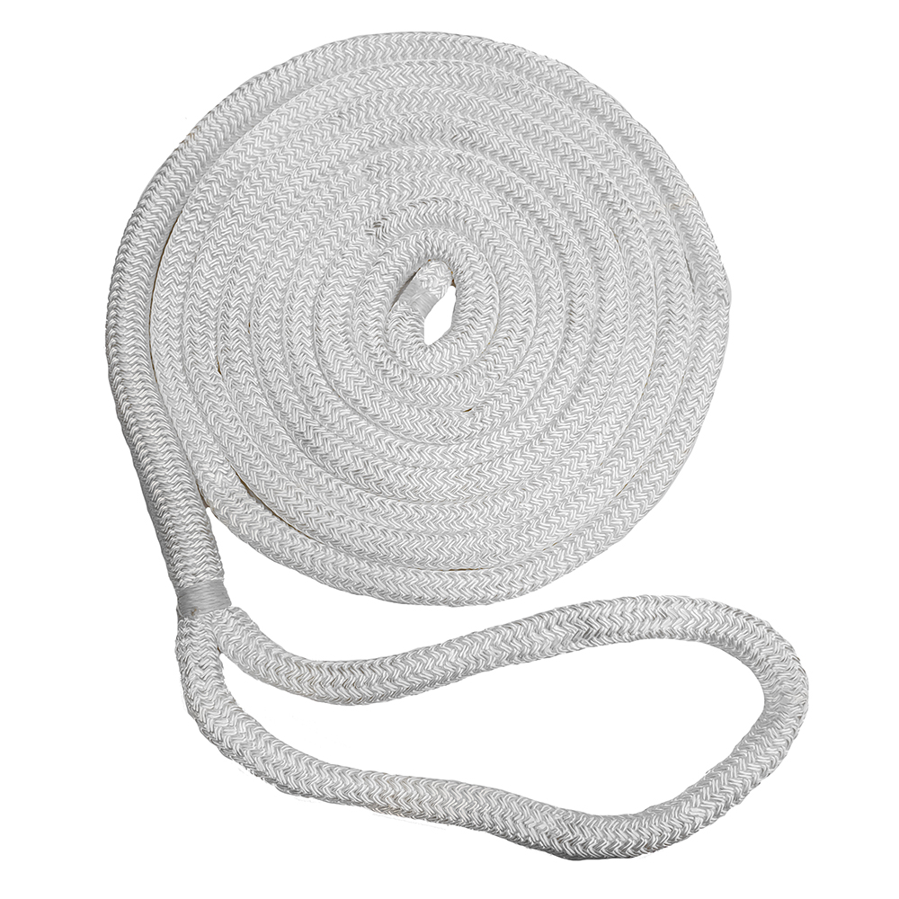 Coiled white rope with looped end