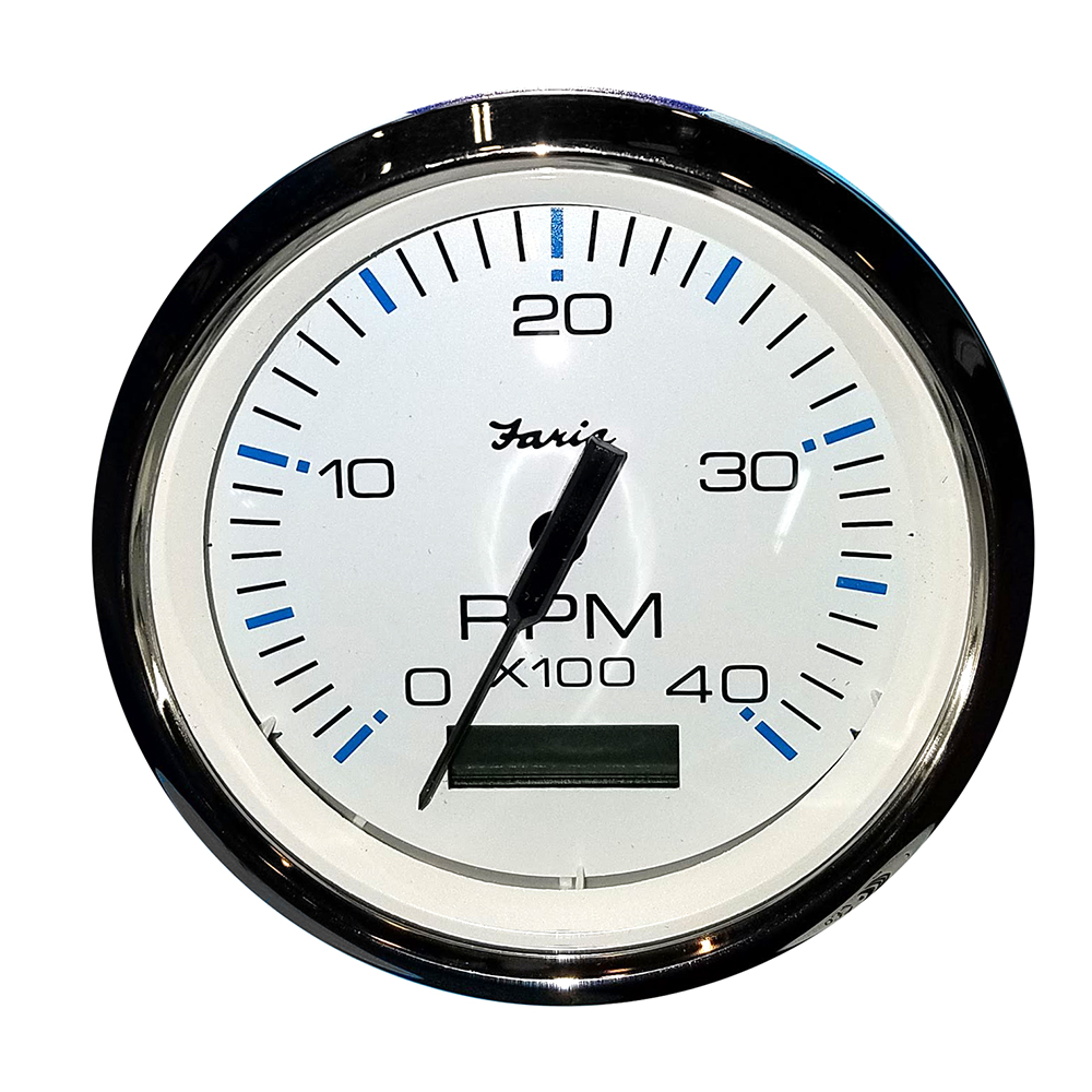 Analog RPM gauge with black needle.