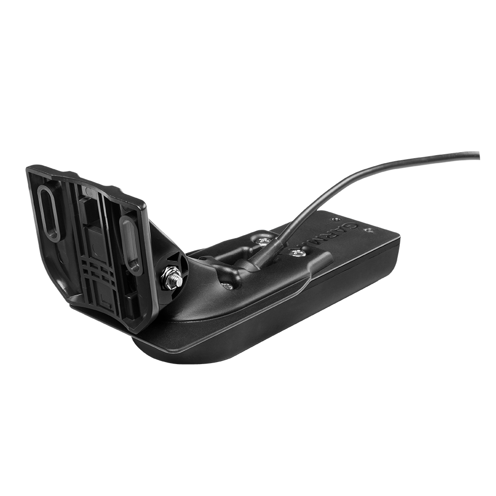 Black transducer with mounting bracket and cable