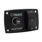 Marine bilge pump switch panel with fuse control.