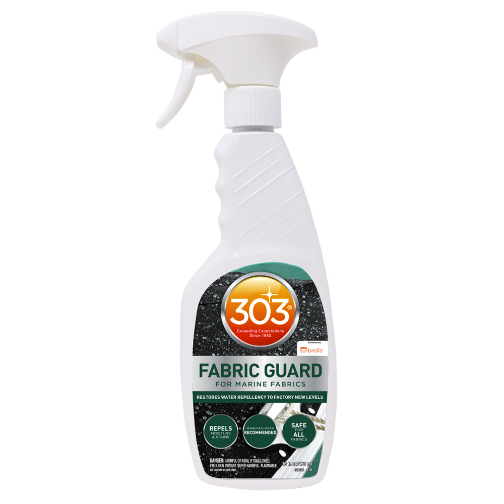 303 Fabric Guard bottle for marine fabrics.
