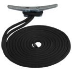 Black dock line rope with cleat