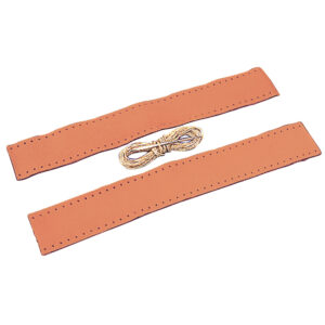 Leather belt components with string for crafting.
