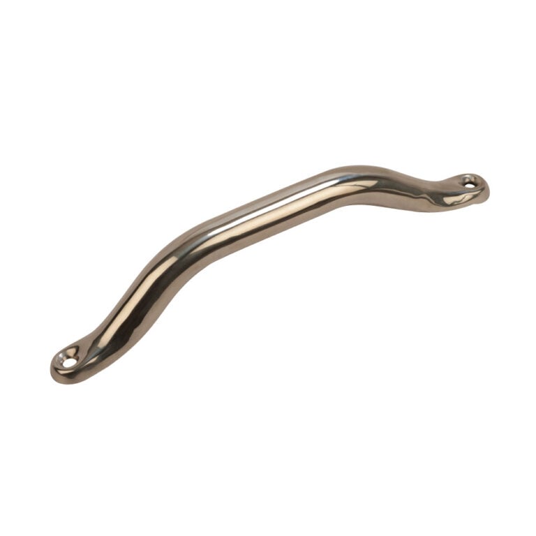 Stainless steel grab bar with polished finish.