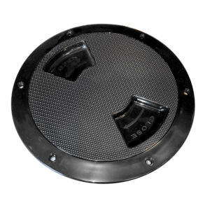 Circular black deck plate with handle