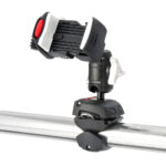 Phone mount attached to metal rail