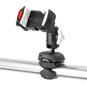 Phone mount attached to metal rail