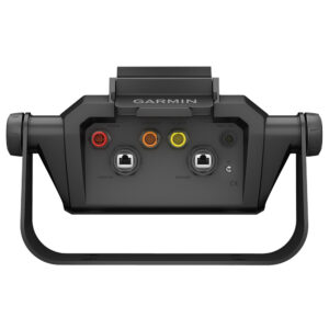 Garmin marine device with various connectors and ports.
