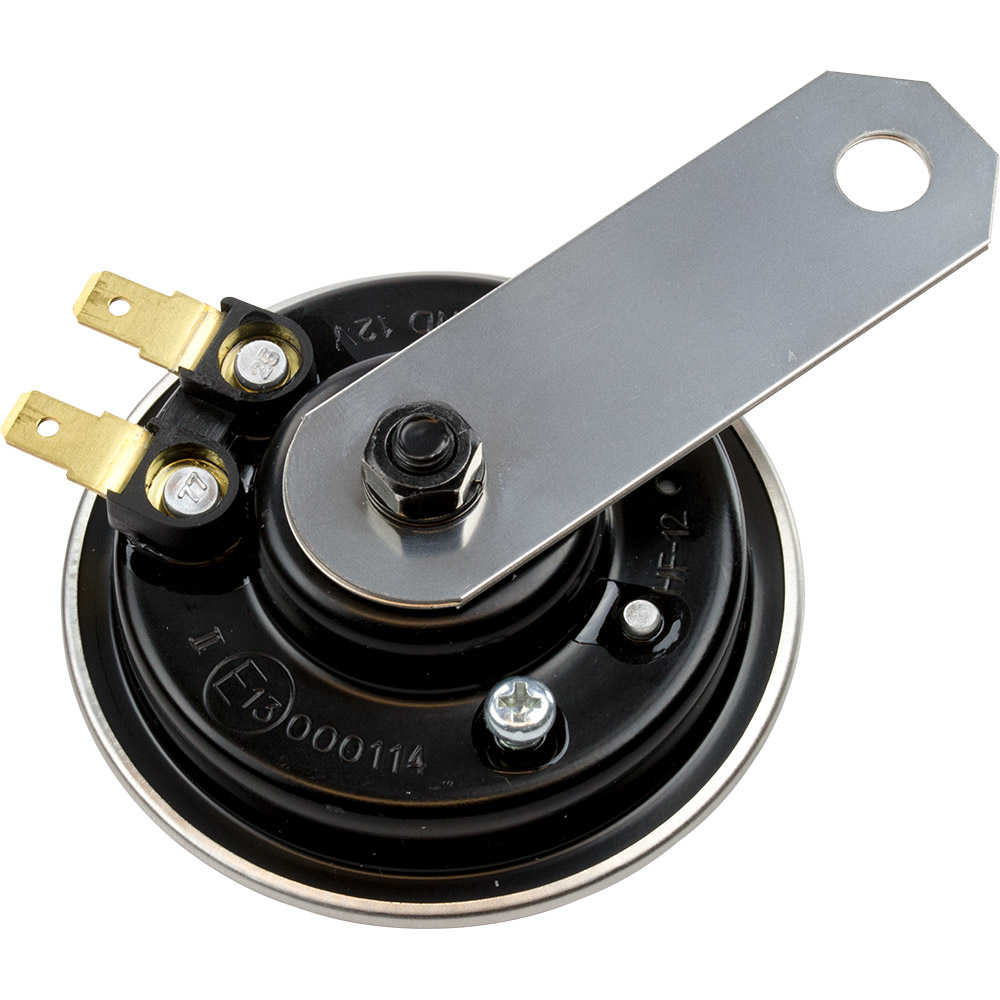 Car horn with metal bracket and terminals