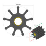 Technical drawing of gear dimensions.