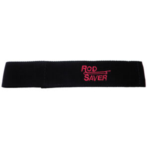 Black Rod Saver strap with red logo embroidery.