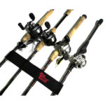 Three fishing rods secured with Rod Saver strap.