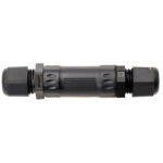Black plastic inline wire connector coupler