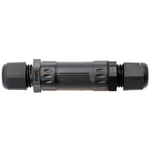 Black plastic inline wire connector coupler