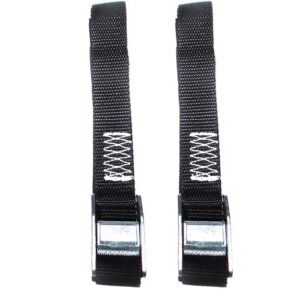 Black nylon straps with metal buckles