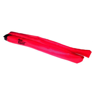 Red protective rod cover on white background